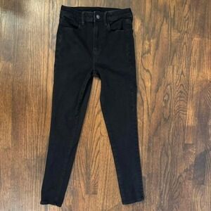 American Eagle Black Denim High-Waisted Skinny Jeans Size 2 Grunge Emo Punk Bike